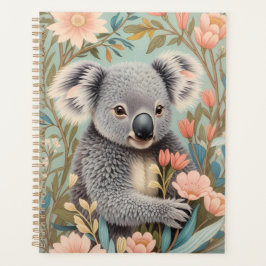 Cute Koala Elegant Pastel Floral Planner