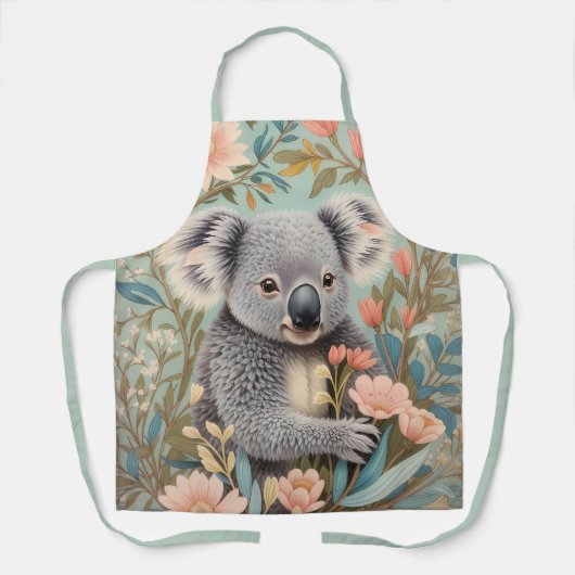 Cute Koala Elegant Pastel Floral Schort (Voorkant)