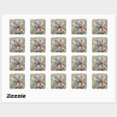 Cute Koala Elegant Pastel Floral Vierkante Sticker (Vel)