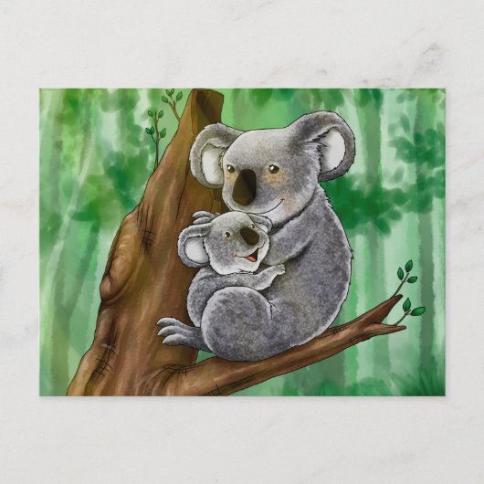 Cute Koala en Baby Briefkaart (Voorkant)