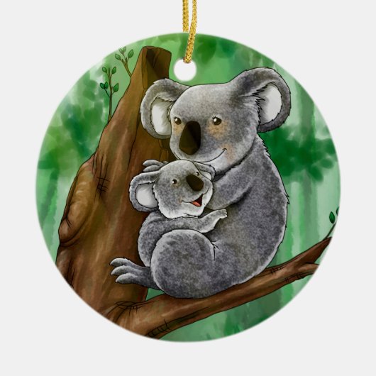 Cute Koala en Baby Keramisch Ornament (Voorkant)