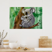 Cute Koala en Baby Poster (Keuken)