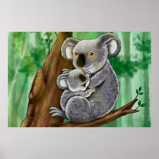 Cute Koala en Baby Poster (Voorkant)