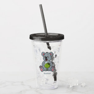 Cute koala en Coconut cartoon illustratie Acryl Drinkbeker