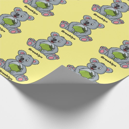 Cute koala en Coconut cartoon illustratie Cadeaupapier (Hoek)