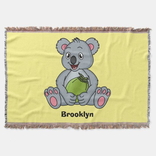 Cute koala en Coconut cartoon illustratie Deken (Voorkant)