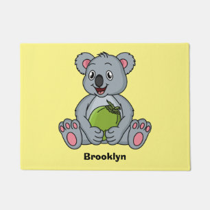 Cute koala en Coconut cartoon illustratie Deurmat