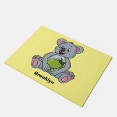 Cute koala en Coconut cartoon illustratie Deurmat (Schuin)