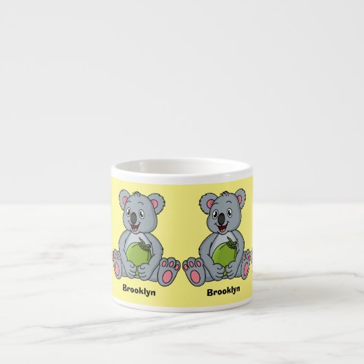Cute koala en Coconut cartoon illustratie Espresso Kop (Voorkant)