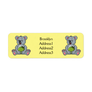 Cute koala en Coconut cartoon illustratie Etiket
