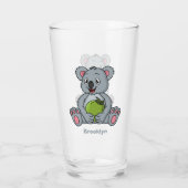 Cute koala en Coconut cartoon illustratie Glas (Achterkant)