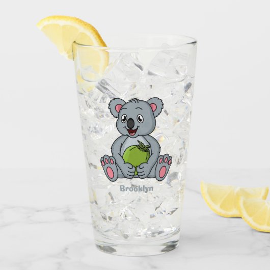 Cute koala en Coconut cartoon illustratie Glas (Voorkant ijs)