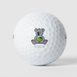 Cute koala en Coconut cartoon illustratie Golfballen