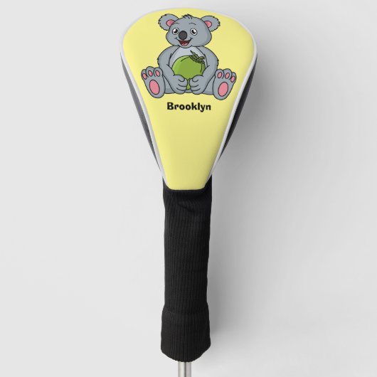 Cute koala en Coconut cartoon illustratie Golfheadcover (Voorkant)