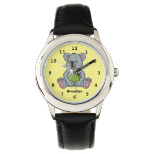 Cute koala en Coconut cartoon illustratie Horloge