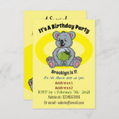 Cute koala en Coconut cartoon illustratie Kaart (Voorkant / Achterkant)