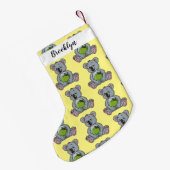 Cute koala en Coconut cartoon illustratie Kleine Kerstsok (Achterkant (Hangend))