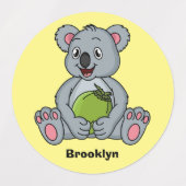 Cute koala en Coconut cartoon illustratie Labels (Design 1)