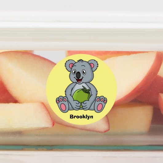 Cute koala en Coconut cartoon illustratie Labels (Aangebracht)