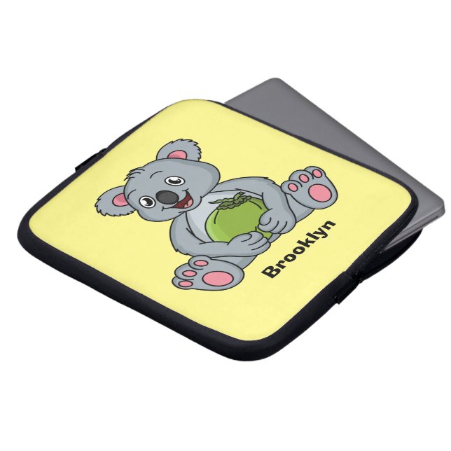 Cute koala en Coconut cartoon illustratie Laptop Sleeve (Voorkant top)