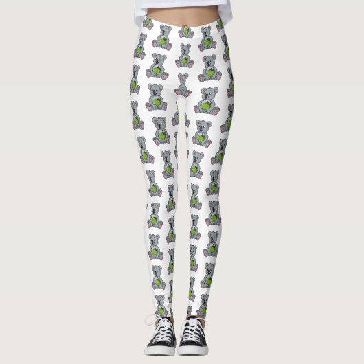 Cute koala en Coconut cartoon illustratie Leggings (Voorkant)