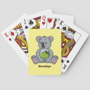 Cute koala en Coconut cartoon illustratie Pokerkaarten