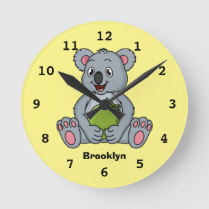 Cute koala en Coconut cartoon illustratie Ronde Klok