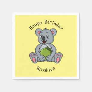 Cute koala en Coconut cartoon illustratie Servet