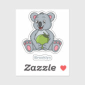 Cute koala en Coconut cartoon illustratie Sticker (Vel)