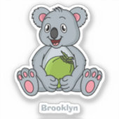 Cute koala en Coconut cartoon illustratie Sticker (Voorkant)