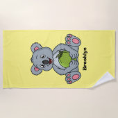 Cute koala en Coconut cartoon illustratie Strandlaken (Voorkant)
