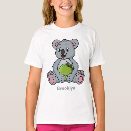 Cute koala en Coconut cartoon illustratie T-shirt (Voorkant)
