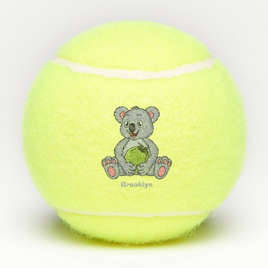 Cute koala en Coconut cartoon illustratie Tennisballen (Achterkant)