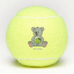 Cute koala en Coconut cartoon illustratie Tennisballen