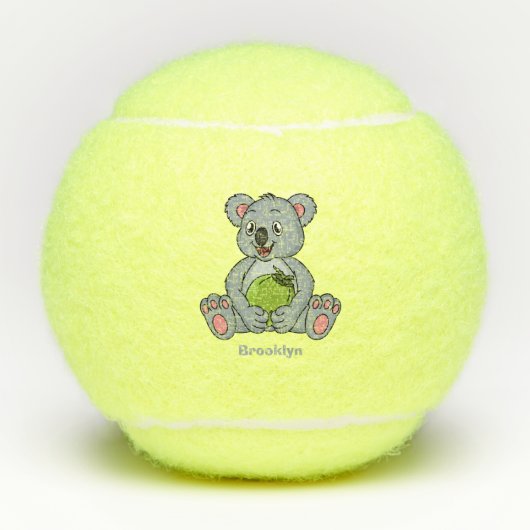 Cute koala en Coconut cartoon illustratie Tennisballen (Voorkant)
