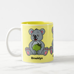 Cute koala en Coconut cartoon illustratie Tweekleurige Koffiemok