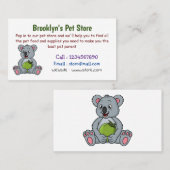 Cute koala en Coconut cartoon illustratie Visitekaartje (Voorkant / Achterkant)