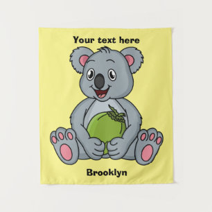 Cute koala en Coconut cartoon illustratie Wandkleed