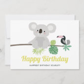 Cute Koala en Toucan Tropical Happy Birthday (Voorkant)