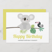 Cute Koala en Toucan Tropical Happy Birthday (Voorkant / Achterkant)