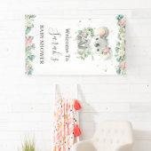 Cute Koala Eucalyptus Floral Welcome Backdrop Bann Spandoek (Insitu)