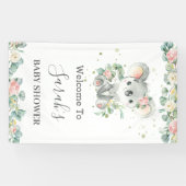Cute Koala Eucalyptus Floral Welcome Backdrop Bann Spandoek (Horizontaal)