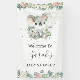 Cute Koala Eucalyptus Floral Welcome Backdrop Bann Spandoek