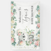 Cute Koala Eucalyptus Floral Welcome Backdrop Spandoek (Verticaal)