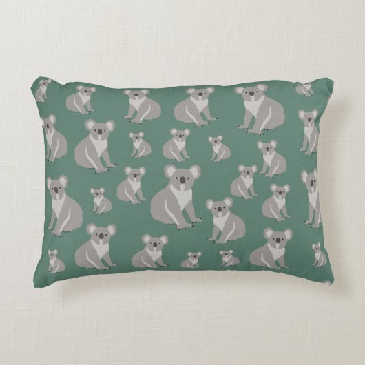 Cute Koala Eucalyptus Green Pattern Accent Kussen (Voorkant)