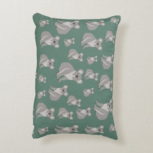 Cute Koala Eucalyptus Green Pattern Accent Kussen (Achterkant (Verticaal))