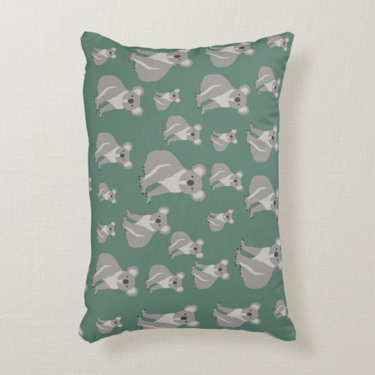 Cute Koala Eucalyptus Green Pattern Accent Kussen (Voorkant(Verticaal))