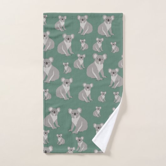 Cute Koala Eucalyptus Green Pattern Bad Handdoek (Handdoek)