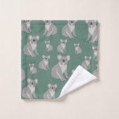 Cute Koala Eucalyptus Green Pattern Bad Handdoek (Wasdoekje)