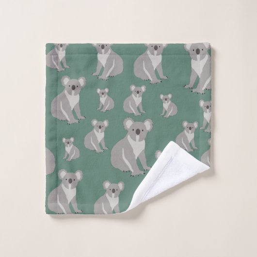 Cute Koala Eucalyptus Green Pattern Bad Handdoek (Wasdoekje)